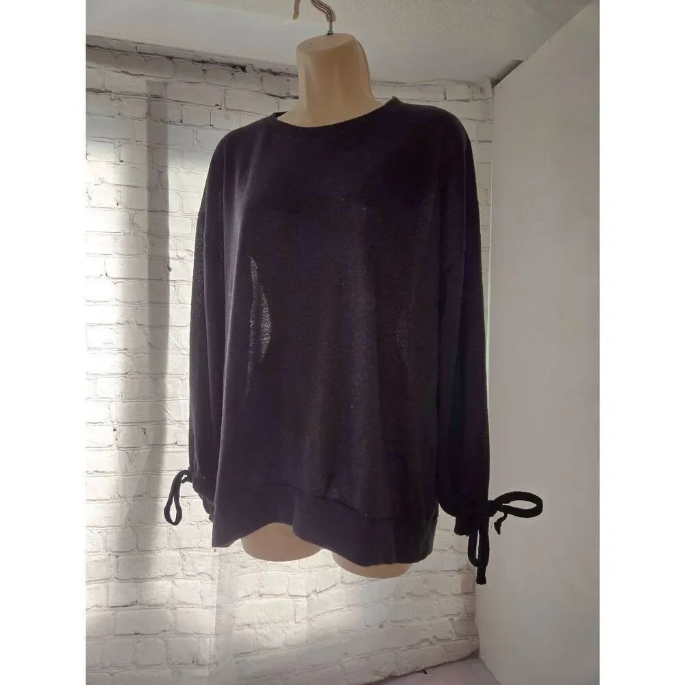 DG2 by Diane Gilman Women's Size Large Hi-Lo Black Lightweight Sweater